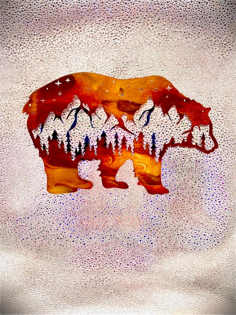 Bear with Mountain Scene