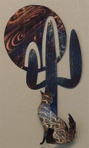 2-D Saguaro & Coyote Howling at the Moon — Reflections In Metal